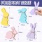 4 Pcs Easter Bunny Table Wooden Signs Bunny Shaped Farmhouse Decor Spring Rabbit Wood Tabletop Decorations Easter Rabbit Dining Room Table Decor Sign with Rope(Macaron Dots)